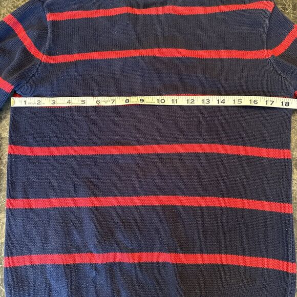Polo‎ Ralph Lauren Sz XL Quarter Zip Blue Red Stripe 100% Cotton - Picture 10 of 11